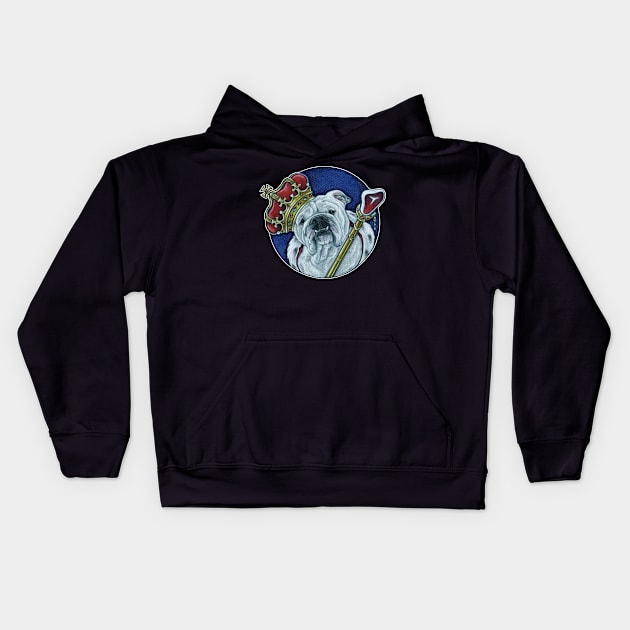 King Bulldog Kids Hoodie by Nat Ewert Art